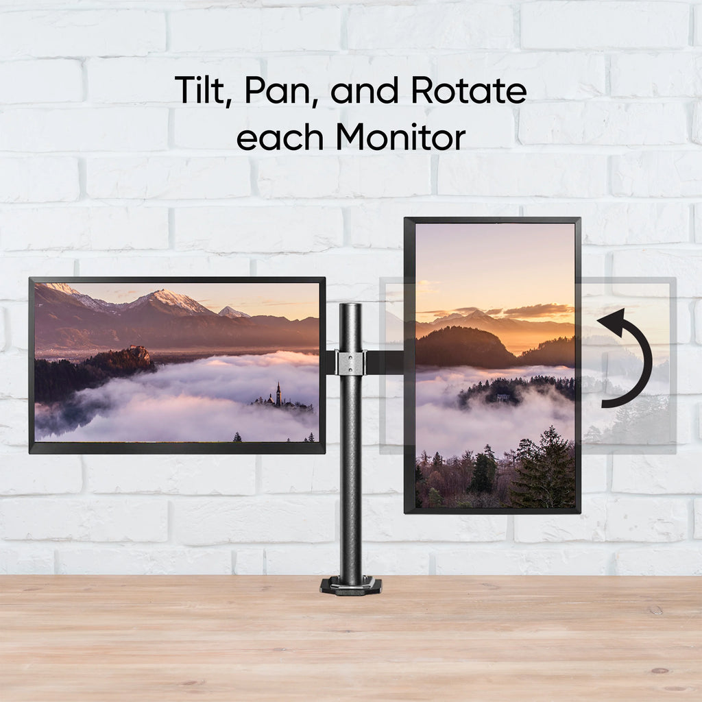 Full Motion Dual Monitor Desk Mount, Fits 2 Screens up to 27 Inches, VESA E20202