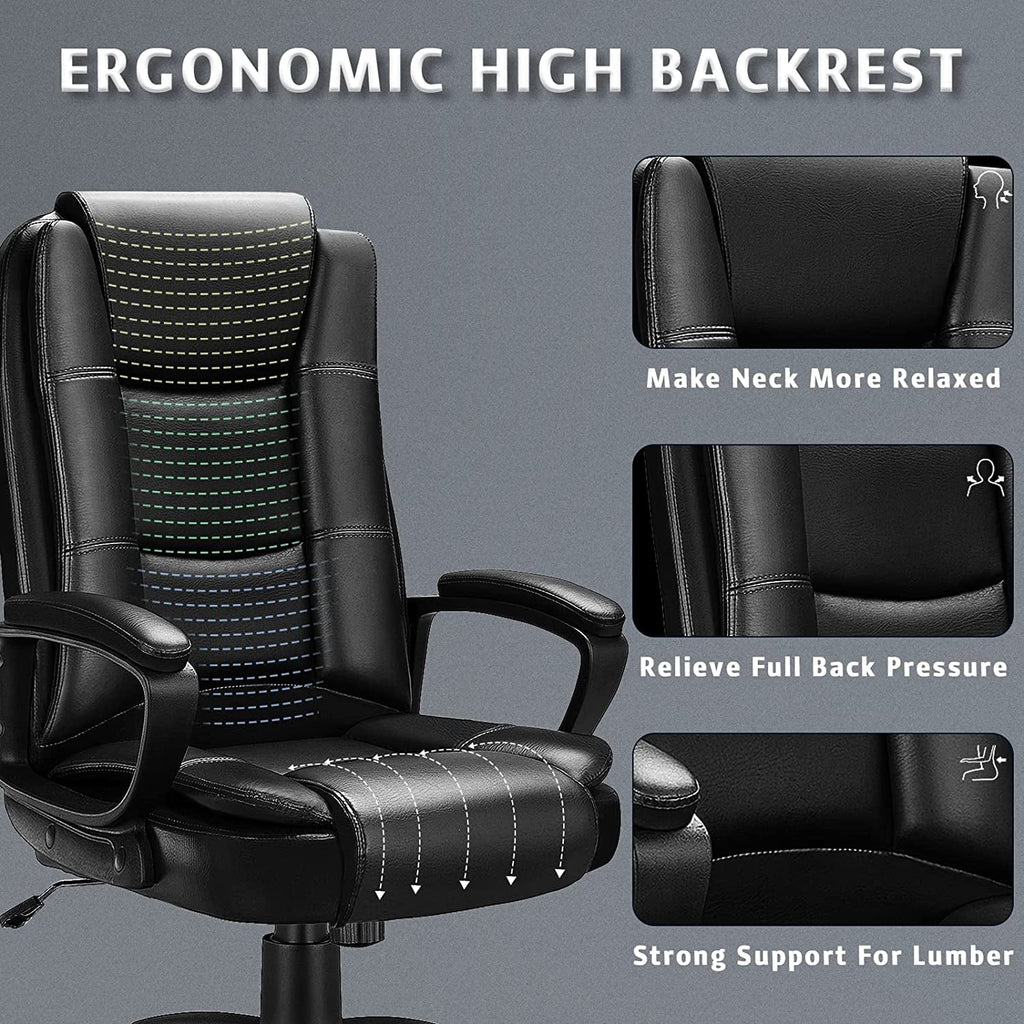 Big and Tall White High Back Ergonomic PU Leather Office Chair U664752