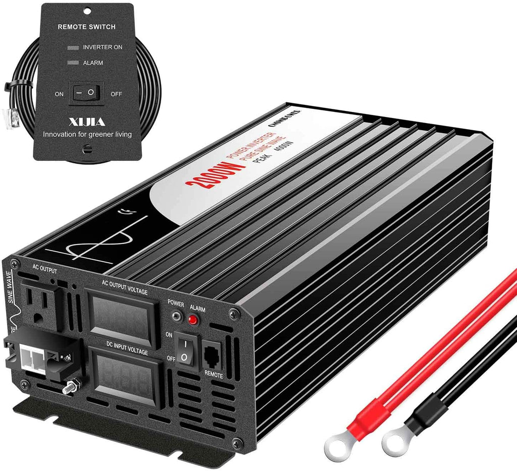 2000W Pure Sine Wave DC to AC Inverter Remote Switch DC 24V to AC 120V 60HZ Solar Converter Z668