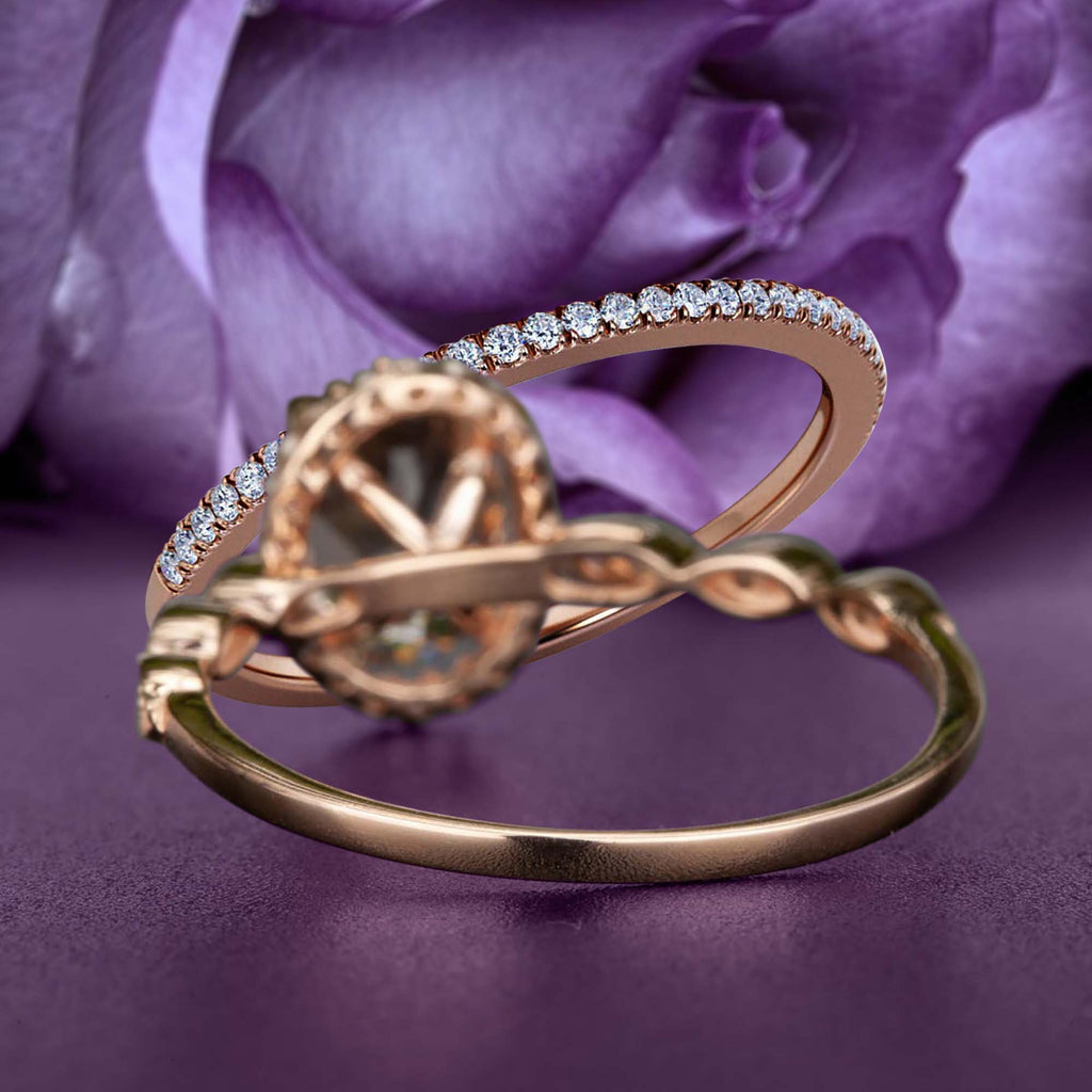 Art Deco Oval Cut Moissanite Engagement Ring in 10k Rose Gold V746158