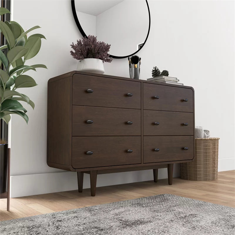 Brown 6 Drawer Solid Wood Dresser Y308768