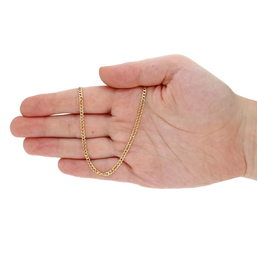 14k Solid Yellow Gold Cuban Curb Chain Necklace W3727