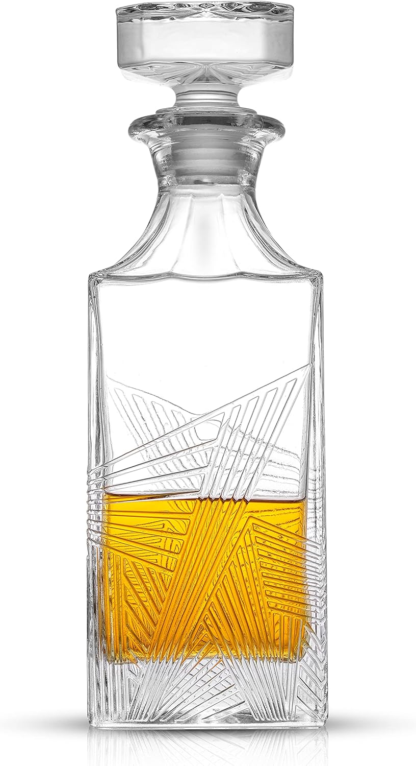 Whiskey Decanter and 6PC Glasses Set, 27 oz Airtight Glass Decanter, Set of 6 Old Fashioned Rocks Glasses M33104