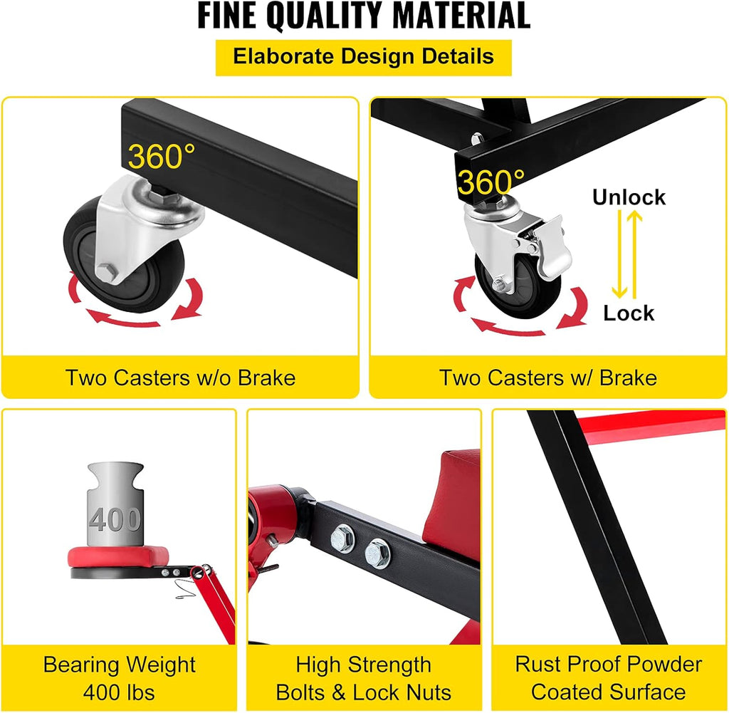 Adjustable Height Foldable Engine Creeper with Four 4 inches Casters T847038