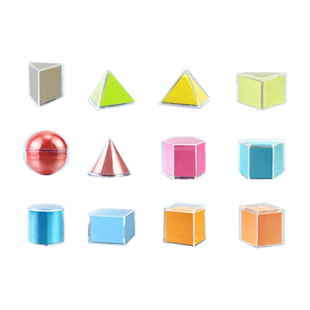 12 Pieces 3D Geometric Shapes Blocks Pattern Blocks Educational Toy T38610