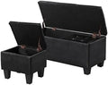 Blue Fabric Hinged Ottoman Set of 3 T7564