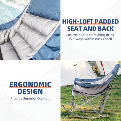 Oversized Padded Rocking Camping Chair with Cup Holder E41942