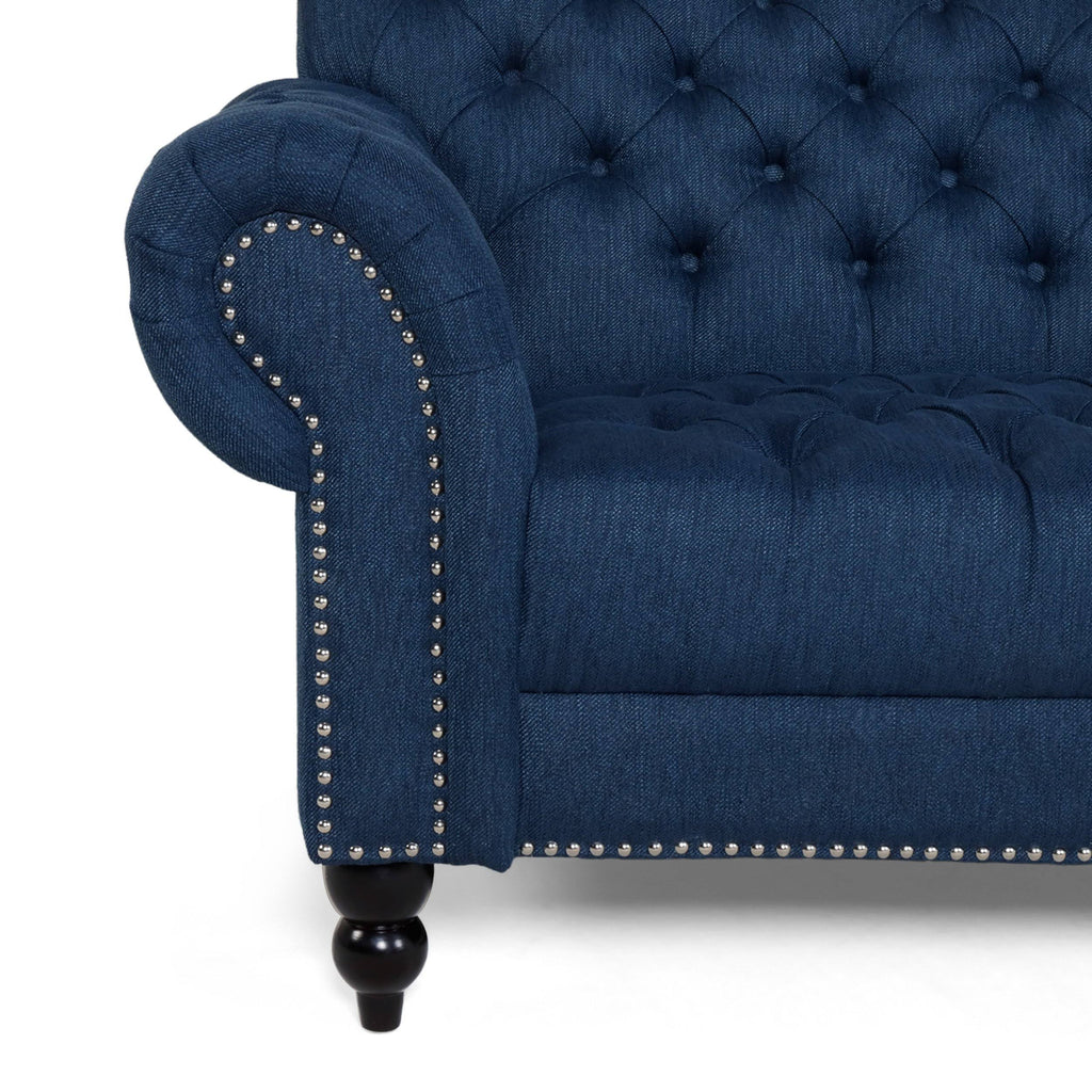 Charcoal Button Tufted Fabric 3 Seater Sofa B3551
