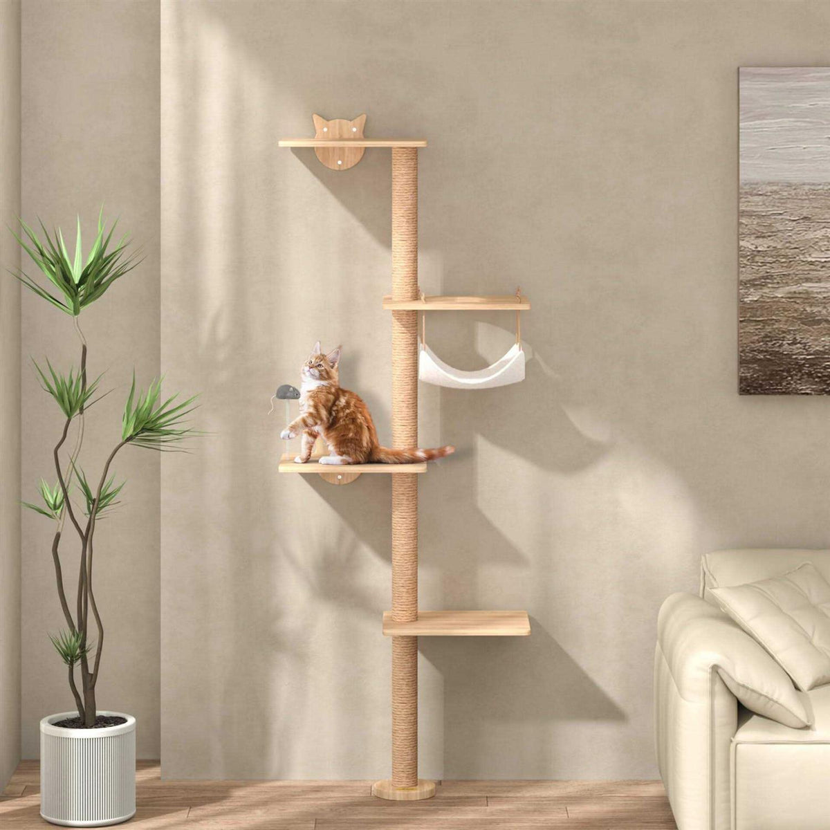 4-Tier Wall Mounted Cat Tree with Hammock C375482