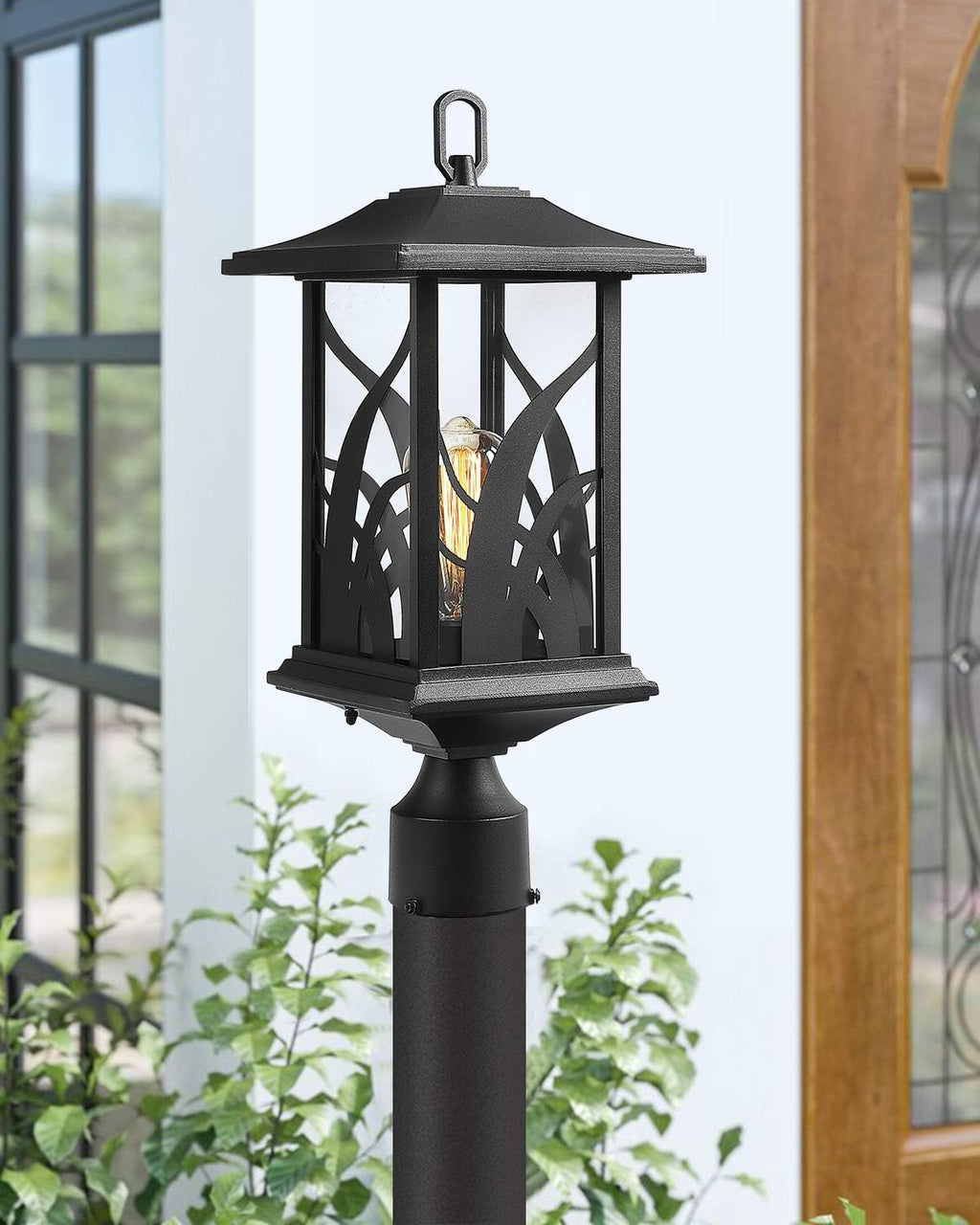 Sand Textured Black Cast Aluminum Outdoor Post Lights Y683199