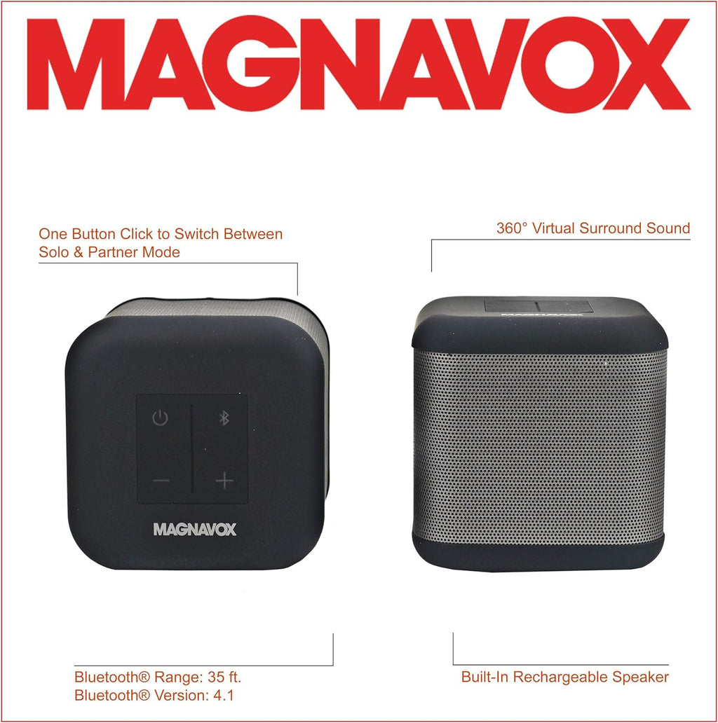 Silver and Black Stereo Speakers, Bluetooth, Pack of 2 K708