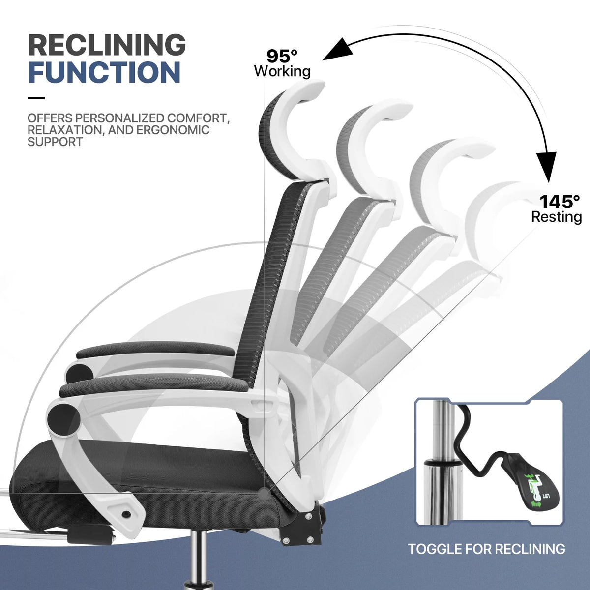Black Ergonomic High Back Mesh Office Chair with Headrest & Footrest G763271