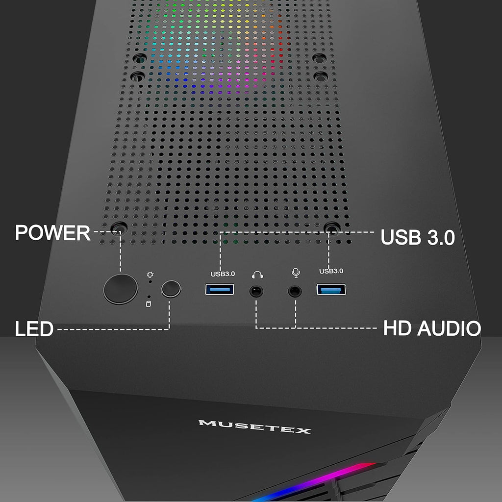 Black Micro ATX Computer Case with Tempered Glass M6548