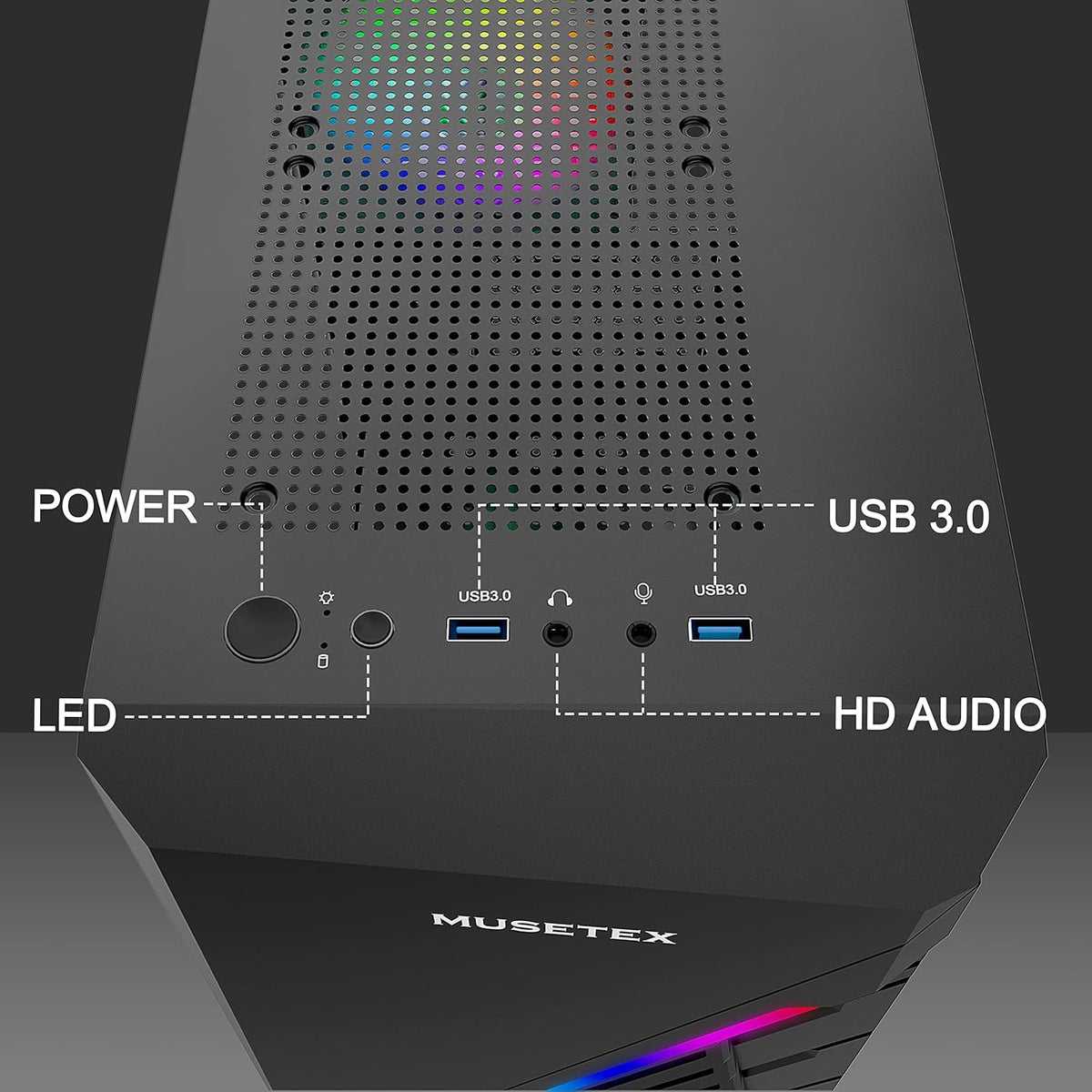 Black Micro ATX Computer Case with Tempered Glass M6548