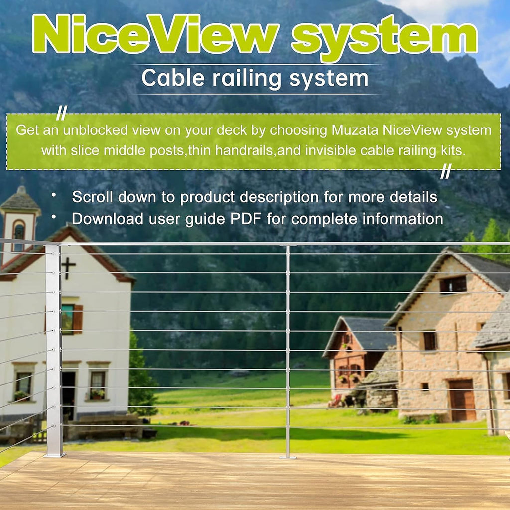 40Pack Cable Railing Kit Adjustable Angled Protector Sleeve for 1/8" Wire Rope Wood Posts Compatible 10 30 40 Degree Beveled Grommet Protective T316 Stainless Steel Pack of 2 V6097