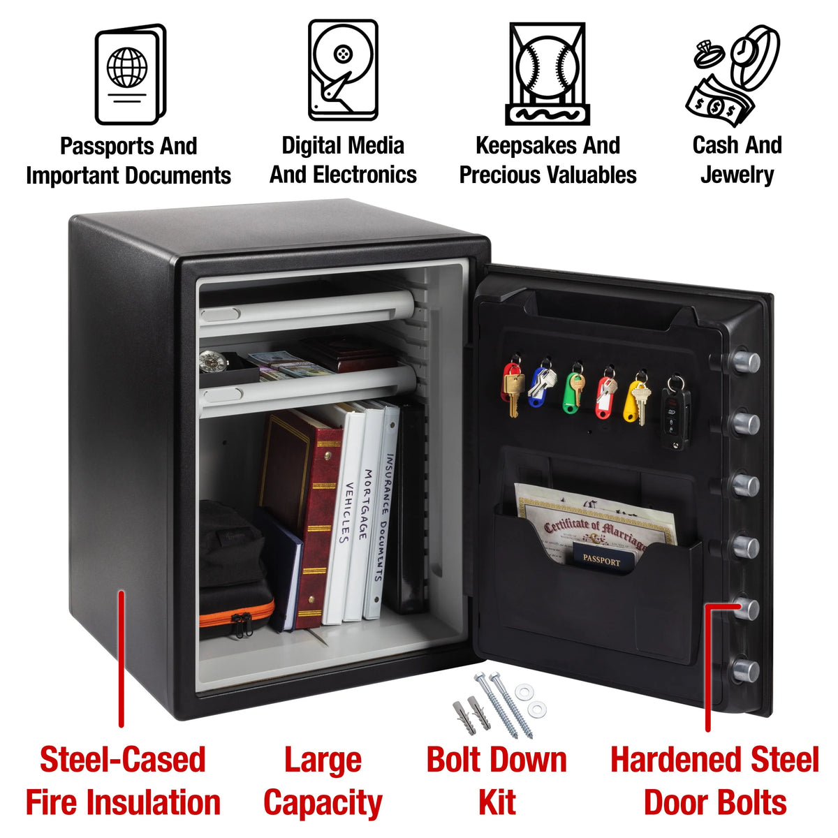 Water and Fire-Resistant Safe with Digital Keypad Lock, 2.0 cu. ft. V8483