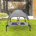 Gray Cooling Dog Bed with Canopy, Raised Pet Cot with Durable Frame and Textilene Mesh Fabric, Carrying Bag G6682