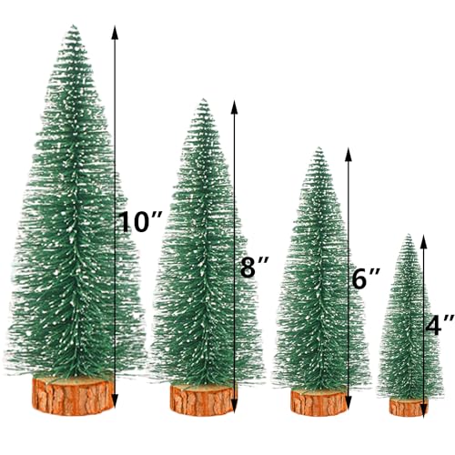 Mini Christmas Trees with Snow and Wooden Base X38549