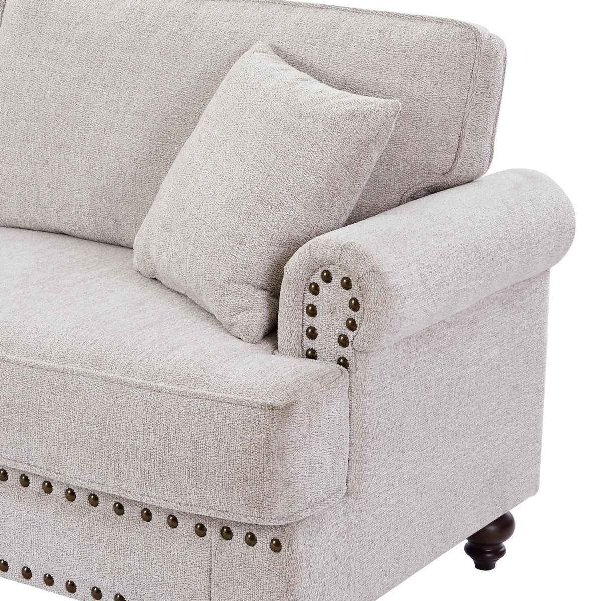 3 Seater Chenille Upholstered Sofa with Pillows O1991