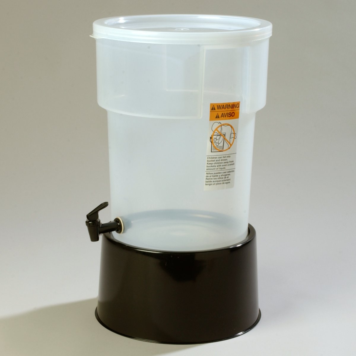 Polypropylene Round Beverage Dispenser with Base, 5 gal. Capacity, Black, Pack of 2 W43364