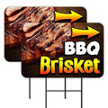 BBQ Brisket 2 Pack Yard Signs 16" x 24" Double-Sided Metal Stakes I914695