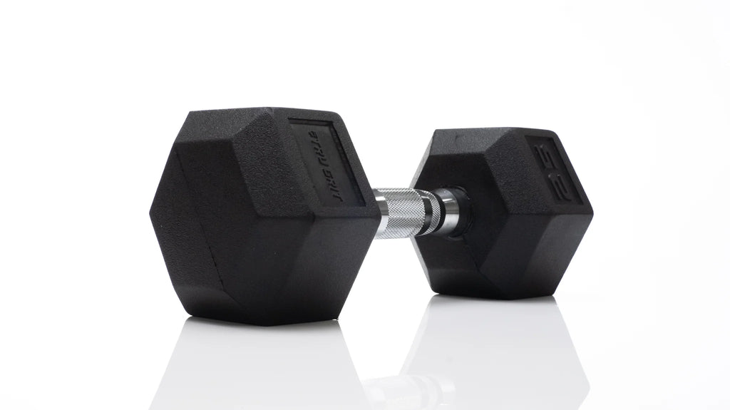 25 lb Black Hex Rubber Dumbbell W713