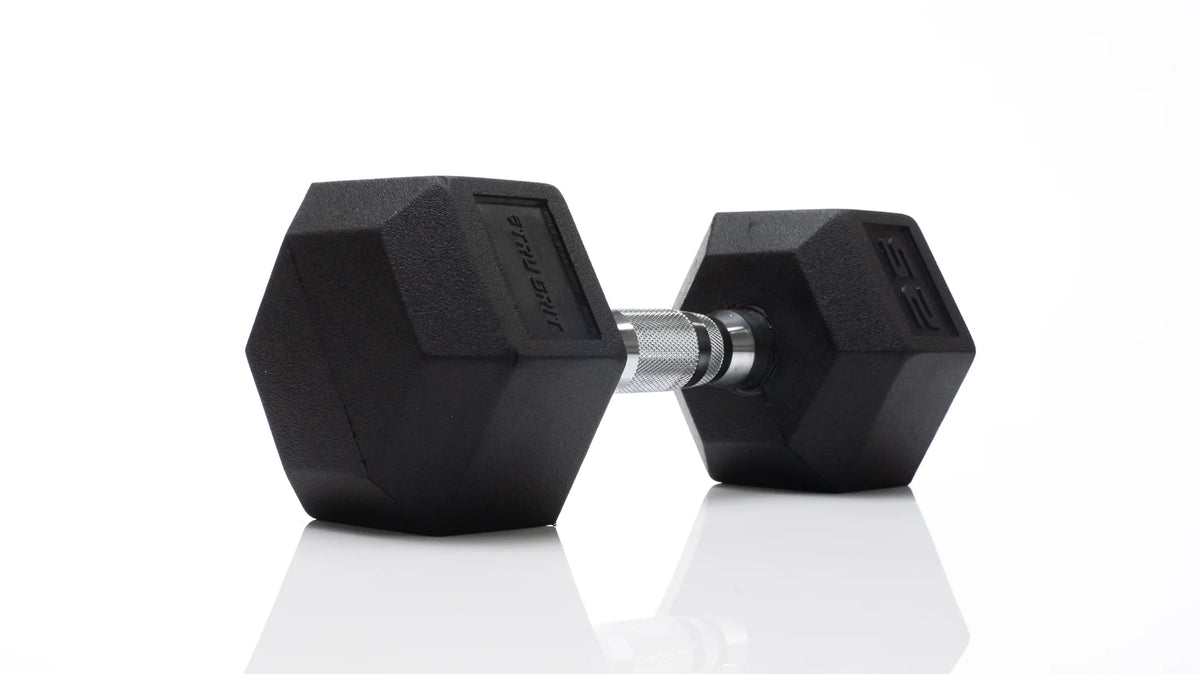 25 lb Black Hex Rubber Dumbbell W713
