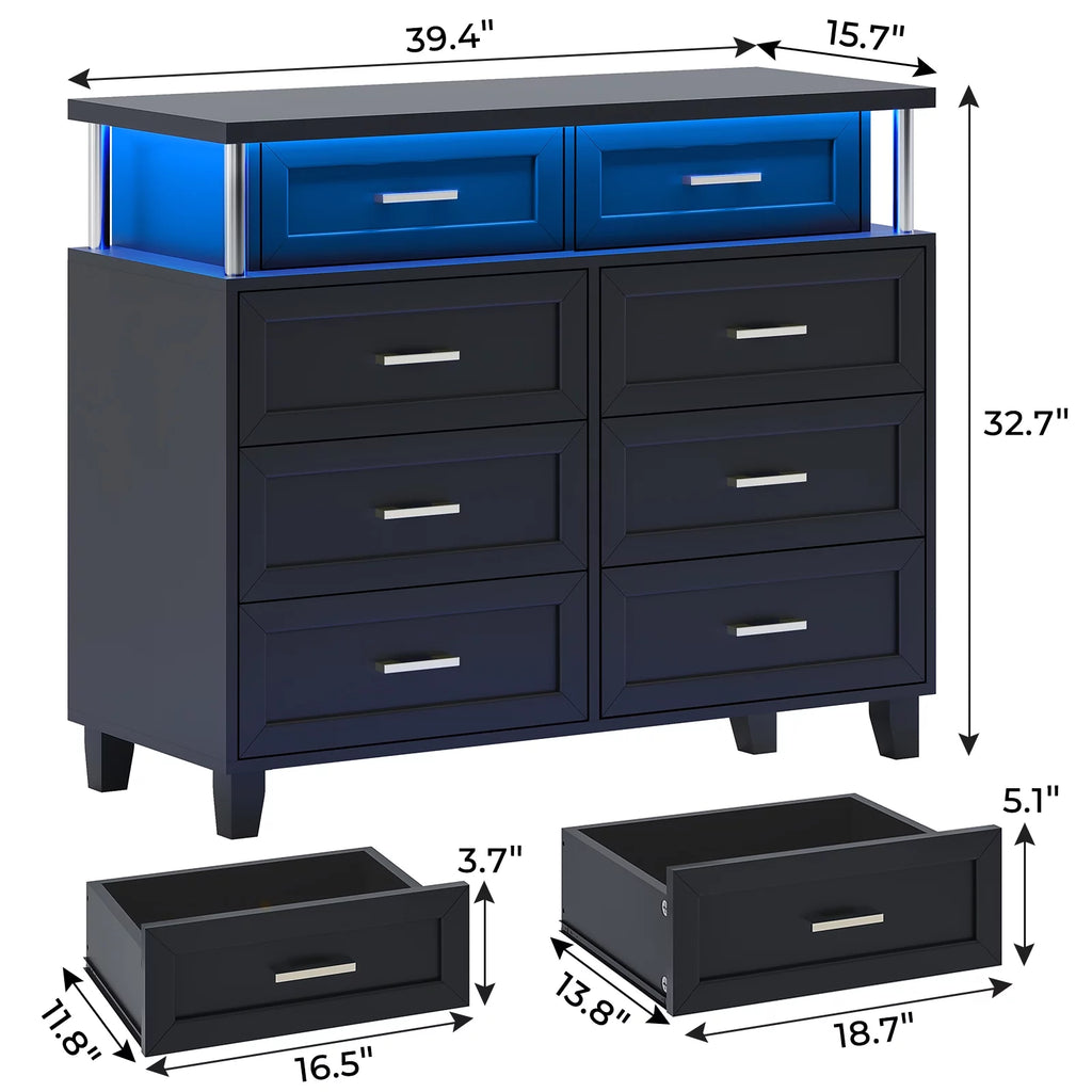 Black 8 Drawer Dresser A2281