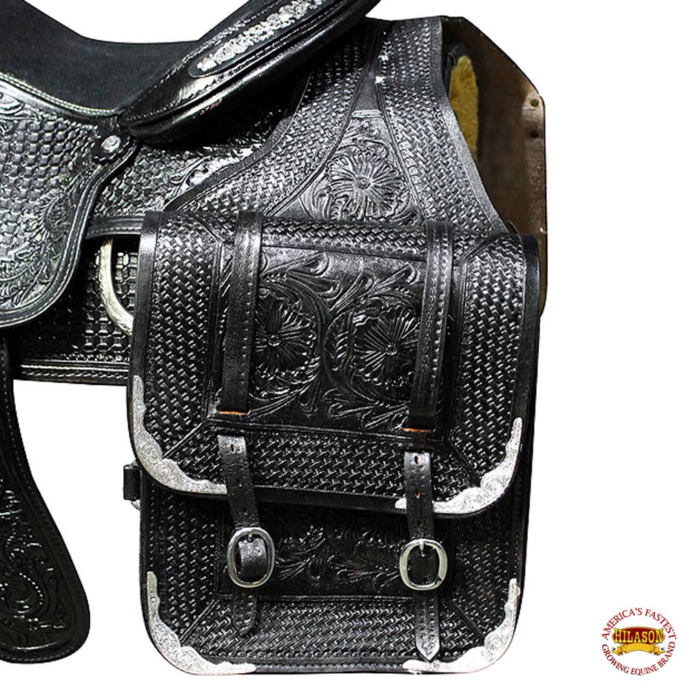 Mahogany Leather Western Saddle Bag D589