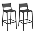 Charcoal Gray and Black Bar Stools Set of 2 with Backrest A92326