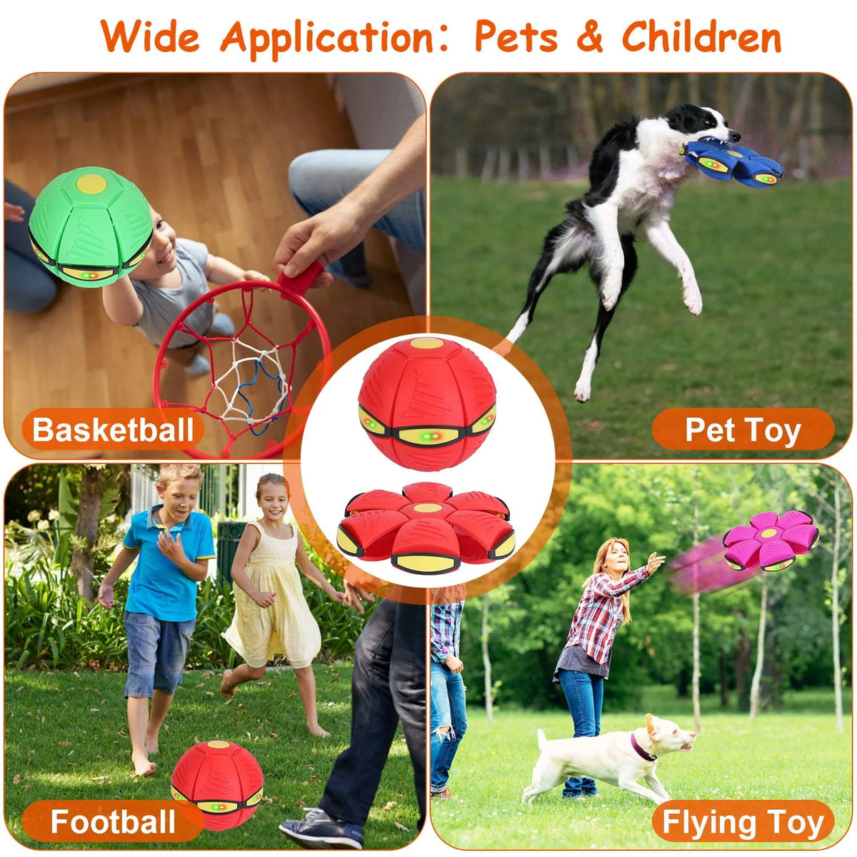 4 Pack LED Flying Saucer Ball Dog Toy H39111