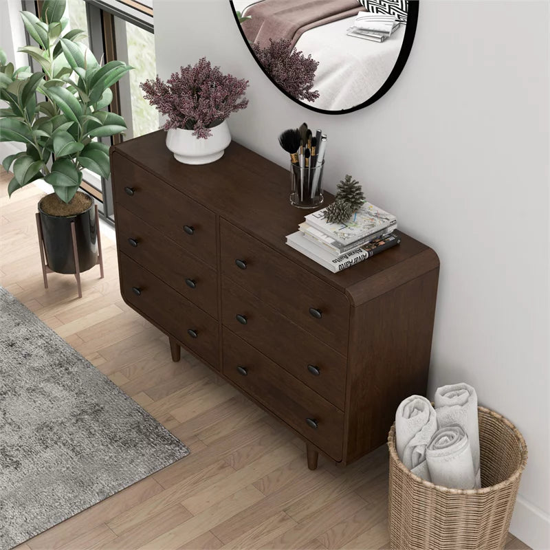 Brown 6 Drawer Solid Wood Dresser Y308768