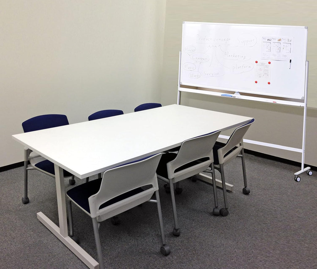 32 x 48 Inches Double Sided Height Adjustable Rolling White Board with Casters Z3934