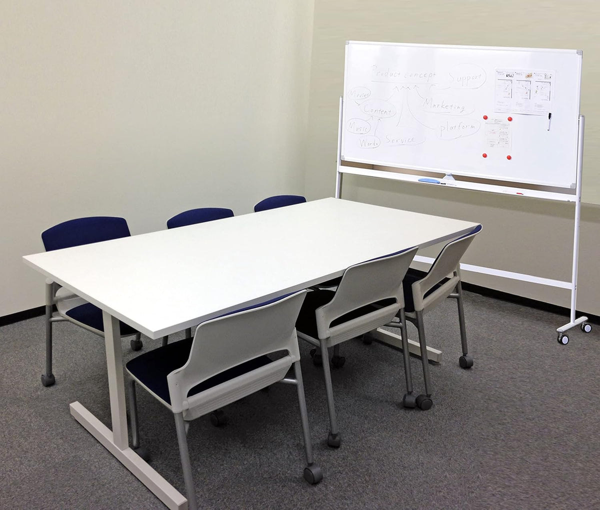 32 x 48 Inches Double Sided Height Adjustable Rolling White Board with Casters Z3934
