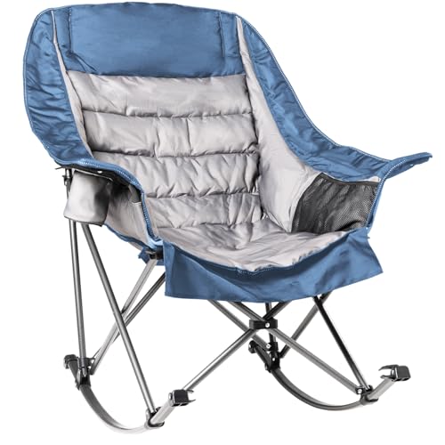 Oversized Padded Rocking Camping Chair with Cup Holder E41942