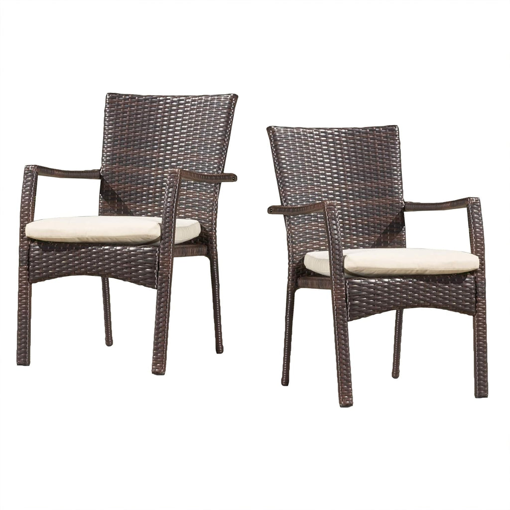 Multibrown Outdoor Wicker Dining Chairs, 2-Pcs Set I3954