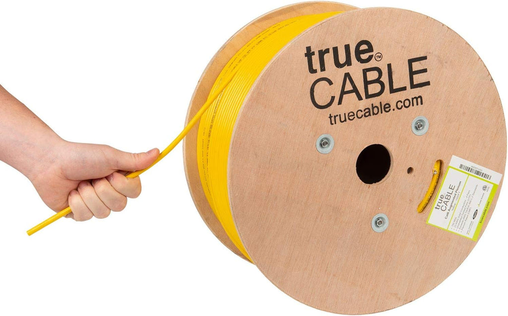 Cat6A Plenum 1000ft Yellow 23AWG 4 Pair Solid Bare Copper Bulk Ethernet Cable I194