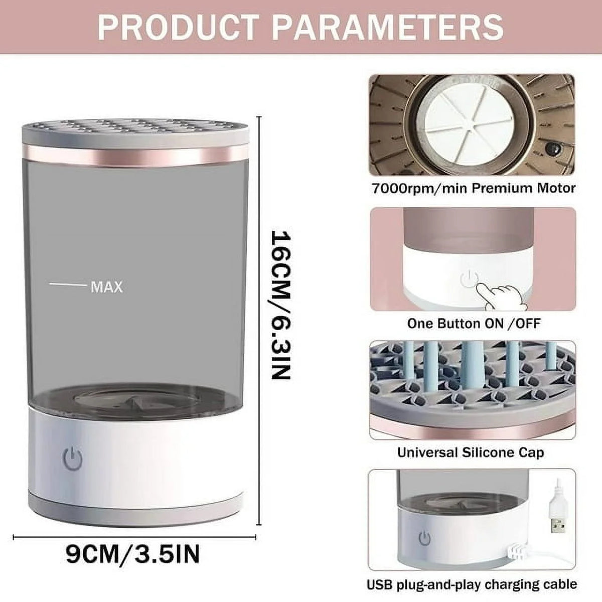 Portable Electric USB Makeup Brush Cleaner Machine V8734