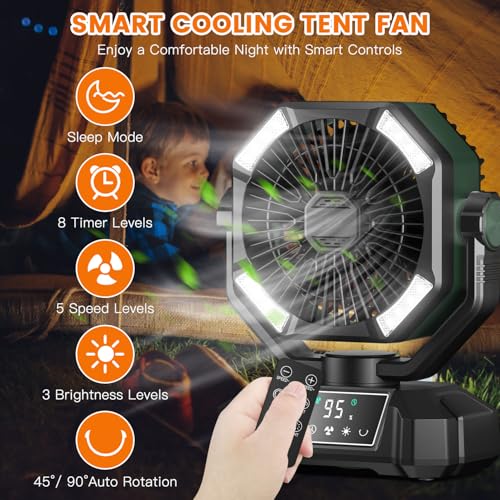 Portable Rechargeable Camping Fan with LED Lantern G584