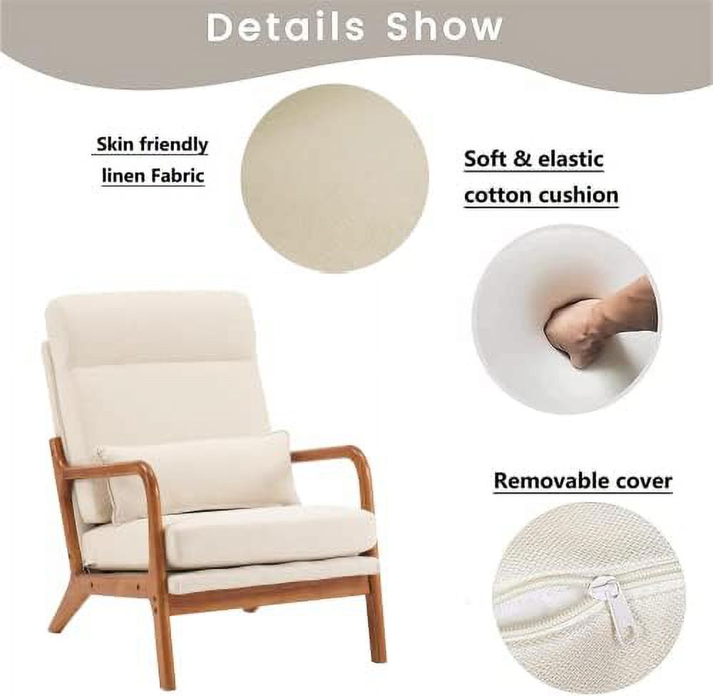 Linen Fabric Upholstered Accent Armchair X512748