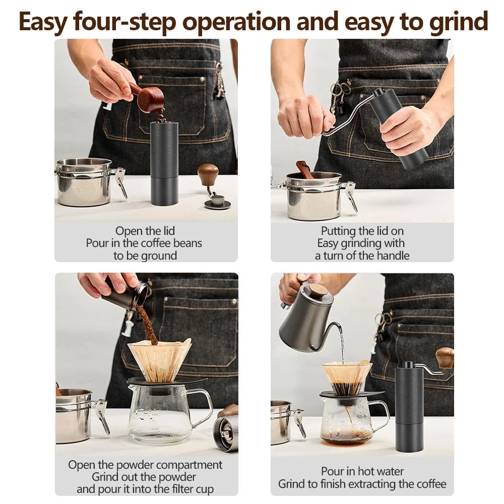 Adjustable Stainless Steel Conical Burr Manual Coffee Grinder J363441
