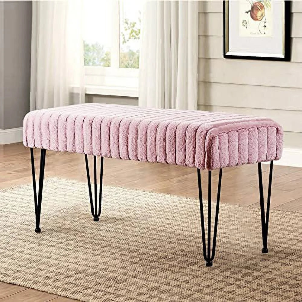 Fauxfur Ottoman 19" x 13" x 17" X8938
