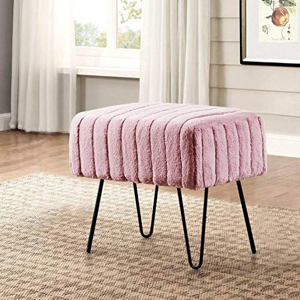 Fauxfur Ottoman 19" x 13" x 17" X8938