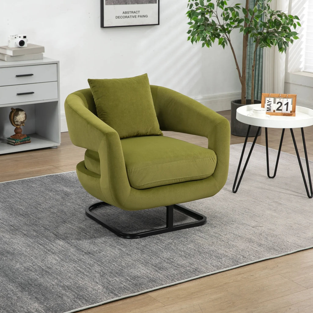 Olive Upholstered Tufted Velvet Accent Chair with Metal Stand N304