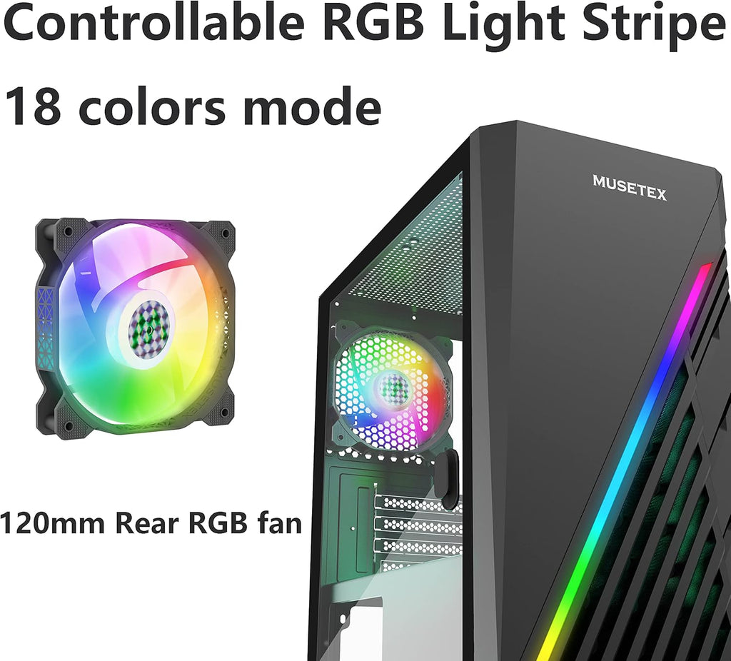 Black Micro ATX Computer Case with Tempered Glass M6548