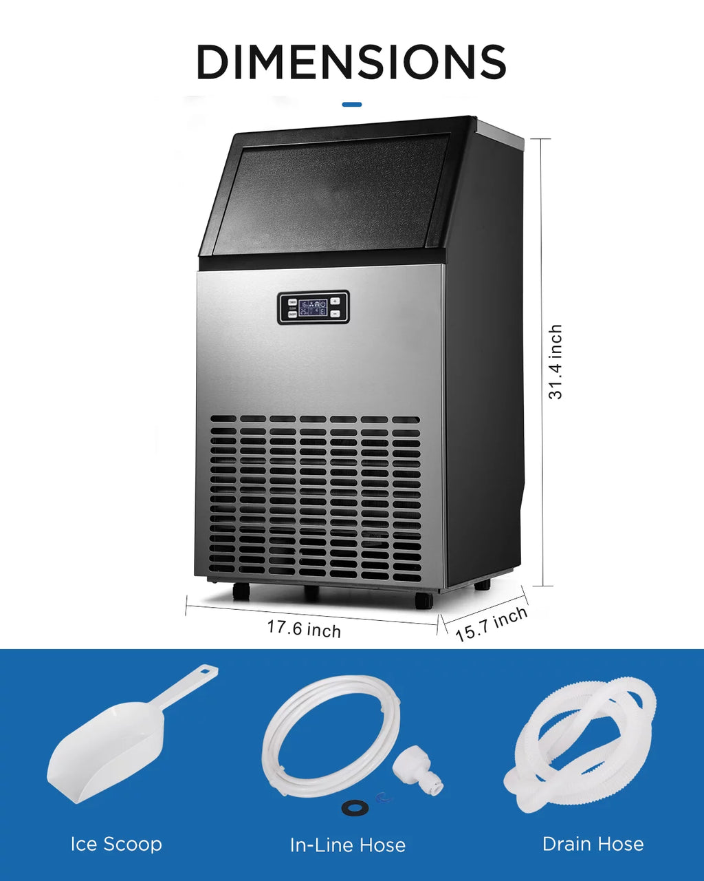 Stainless Steel Under Counter Freestanding Commercial Ice Maker Machine Y47096