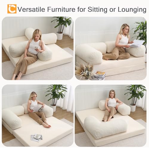 Beige Queen Folding Sofa Bed D9056