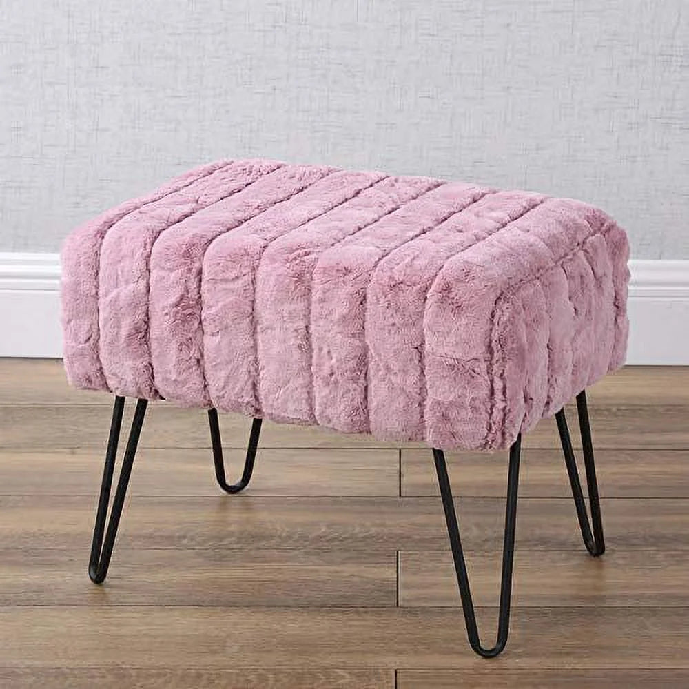 Fauxfur Ottoman 19" x 13" x 17" X8938