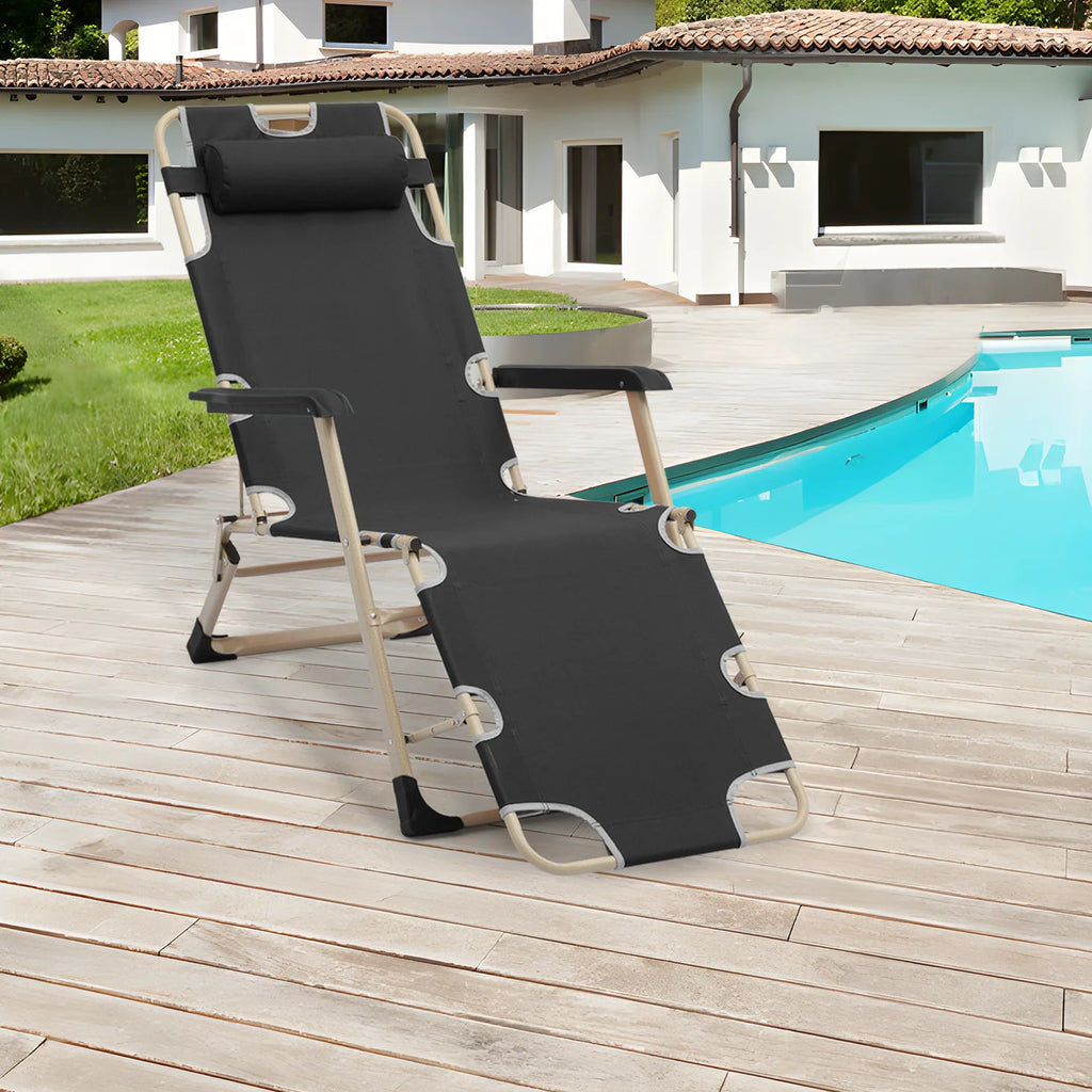 Zero Gravity Lounge Chair with Adjustable Headrest, Black G8313