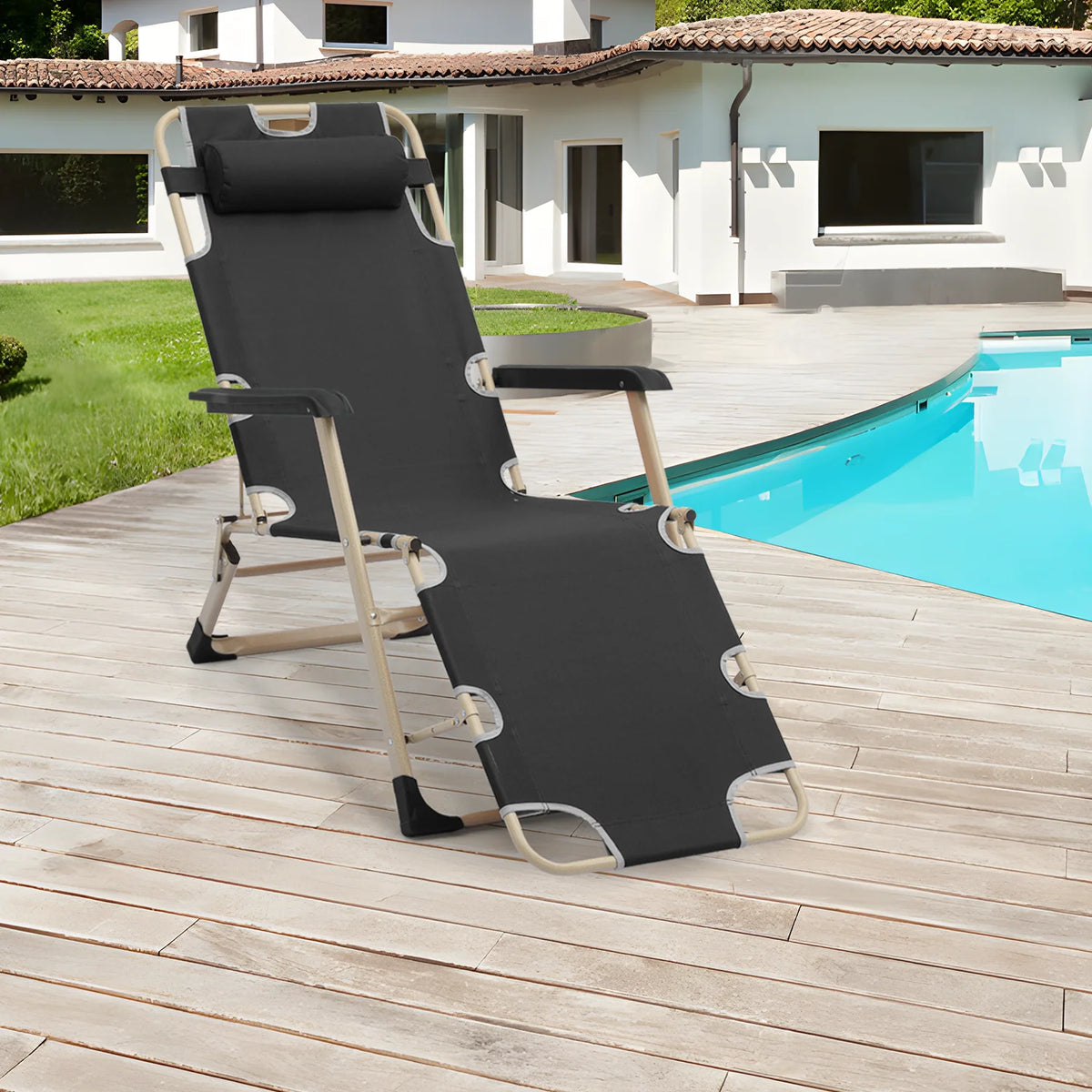 Zero Gravity Lounge Chair with Adjustable Headrest, Black G8313